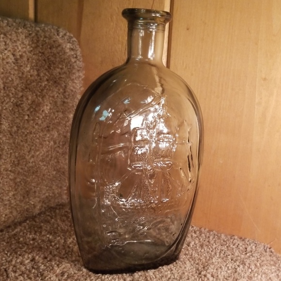 Other - Vintage Embossed Franklin Gray Glass Flask